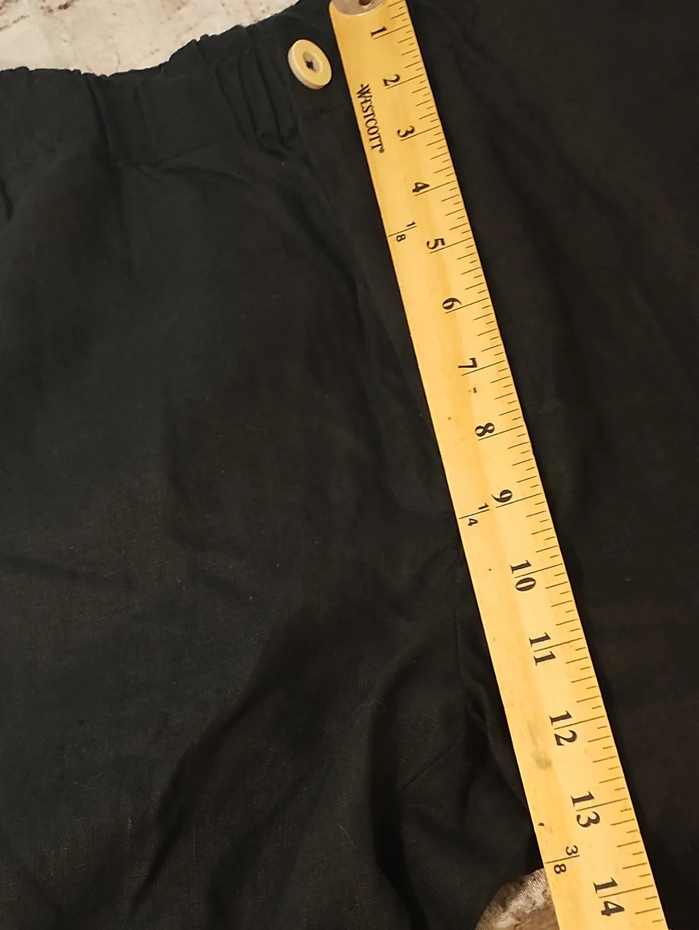 Quince 100% Linen Black Pull On Elastic Waist Baggy Pants Large Pockets